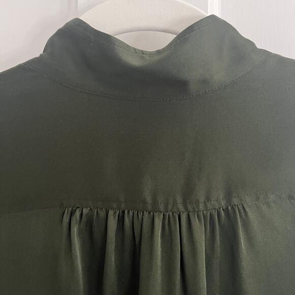 ♥️ FRAME Gillian Puff Sleeve Silk Shirt Surplus Green Long Sleeve Size M - Picture 8 of 14